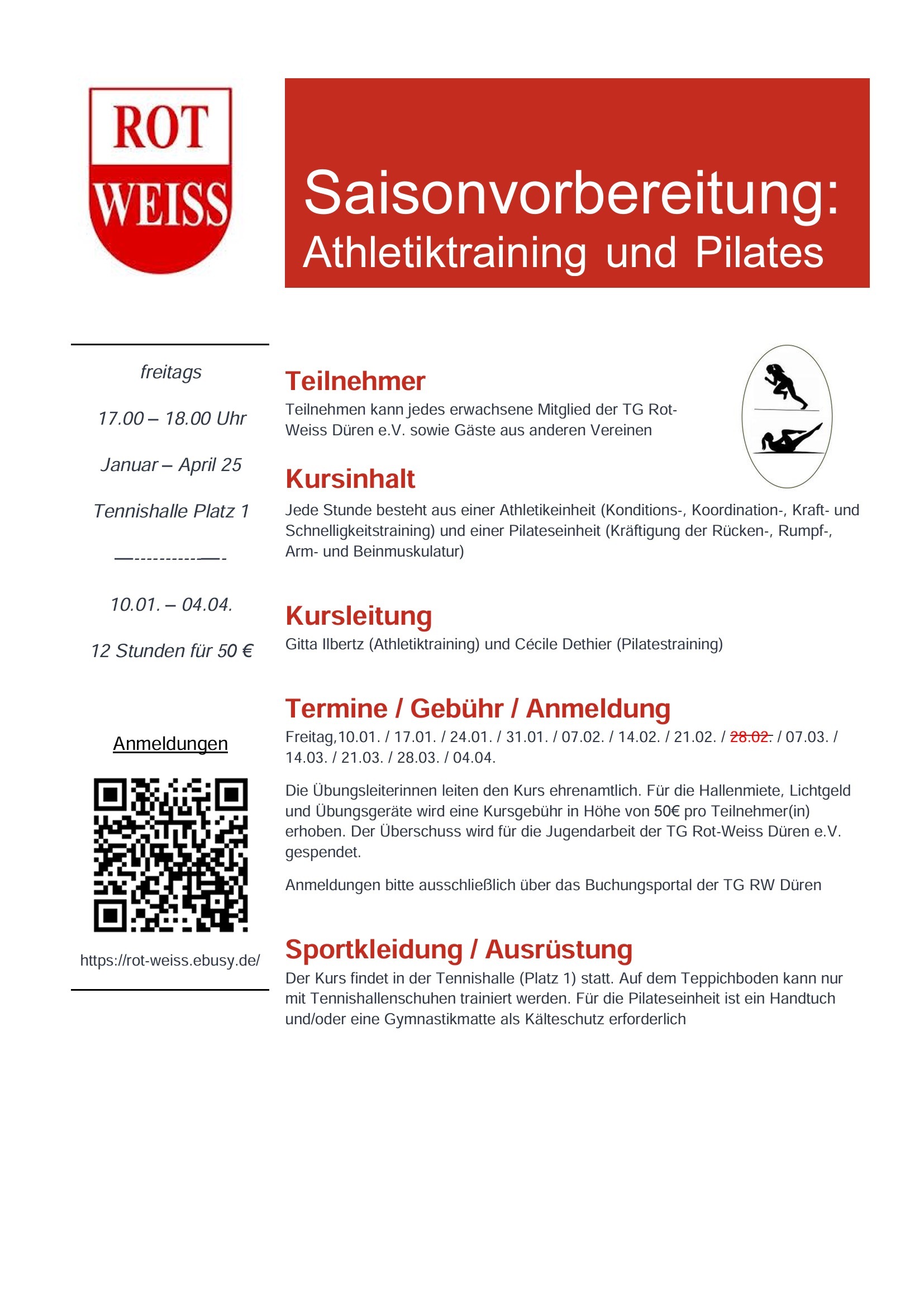 Saisonvorbereitung 2025 mit  Athletiktraining und Pilates